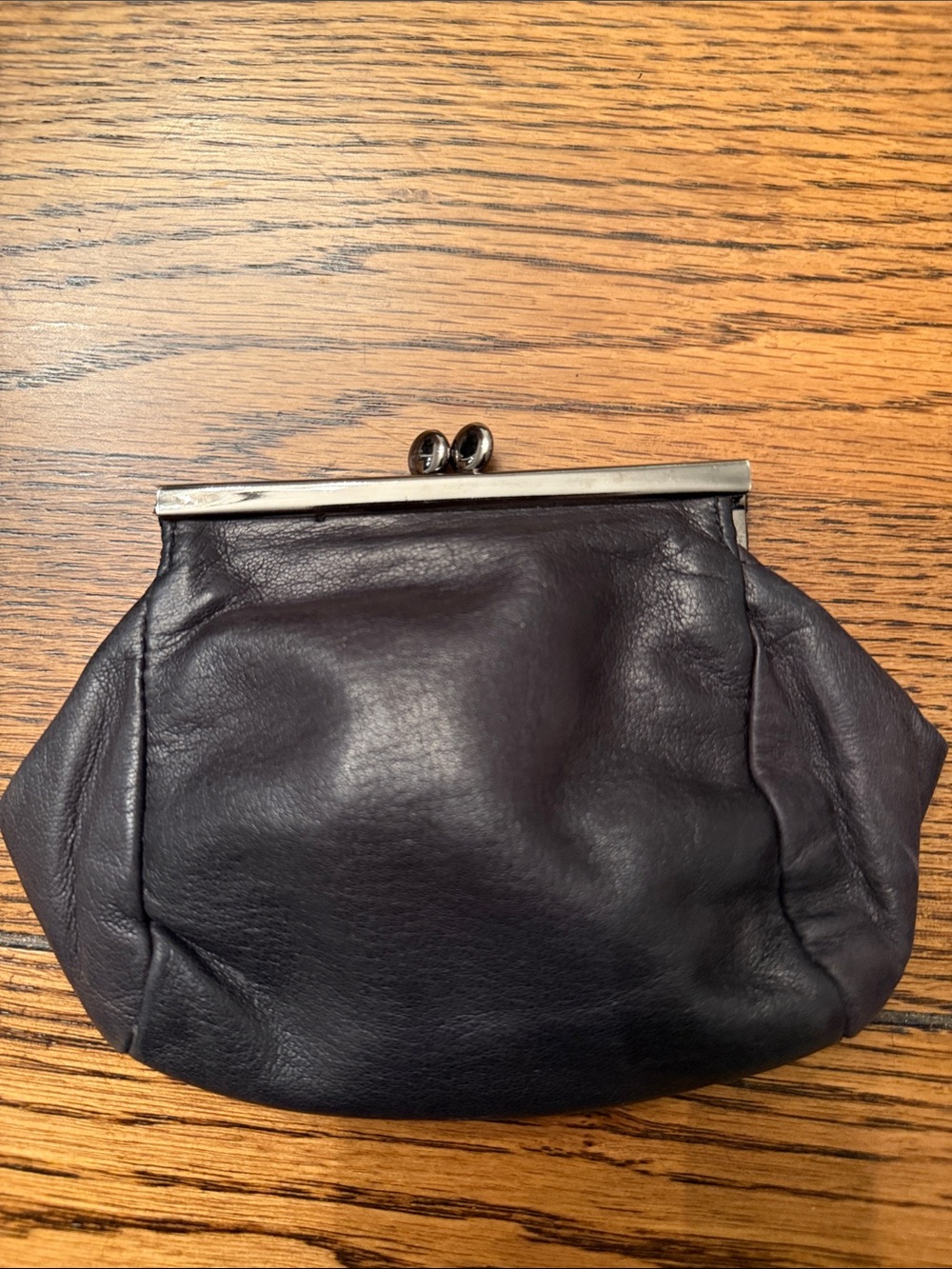 Vintage Macasa Black Lambskin Leather Kiss Lock Coin Purse Wallet Made In Mexico